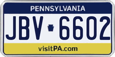 PA license plate JBV6602