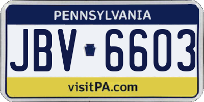PA license plate JBV6603