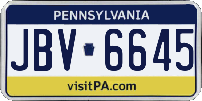 PA license plate JBV6645