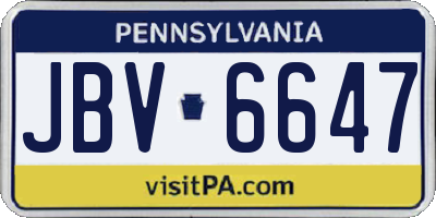PA license plate JBV6647