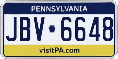 PA license plate JBV6648