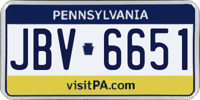 PA license plate JBV6651