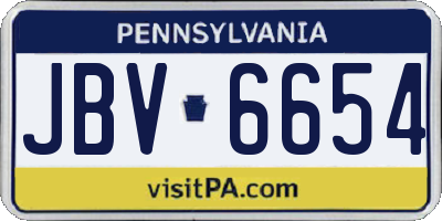 PA license plate JBV6654