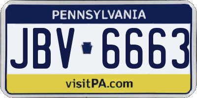 PA license plate JBV6663