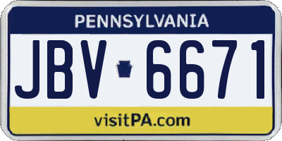 PA license plate JBV6671
