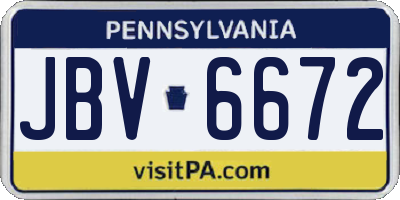 PA license plate JBV6672