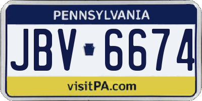 PA license plate JBV6674