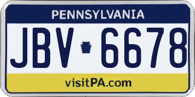 PA license plate JBV6678