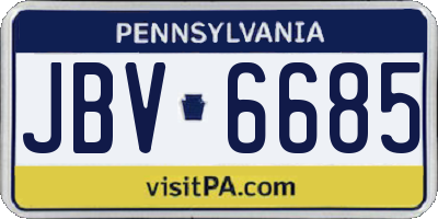 PA license plate JBV6685