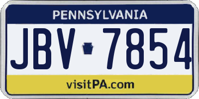 PA license plate JBV7854
