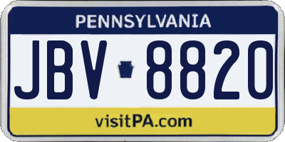 PA license plate JBV8820