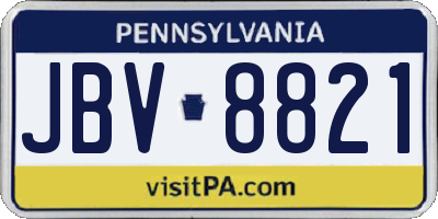 PA license plate JBV8821