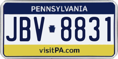 PA license plate JBV8831