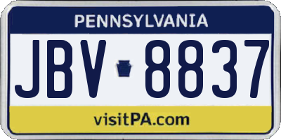 PA license plate JBV8837