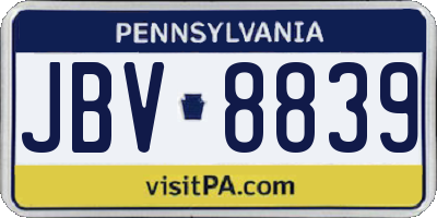 PA license plate JBV8839