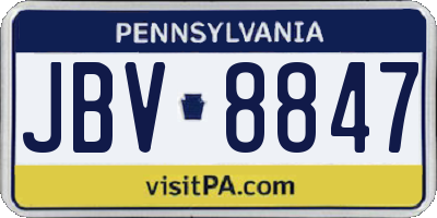 PA license plate JBV8847
