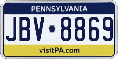 PA license plate JBV8869