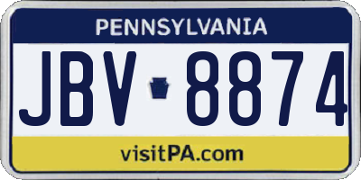 PA license plate JBV8874