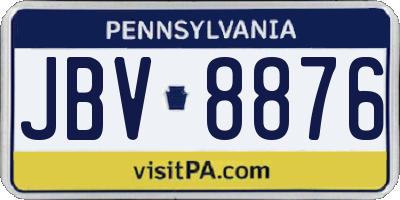 PA license plate JBV8876