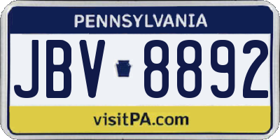 PA license plate JBV8892