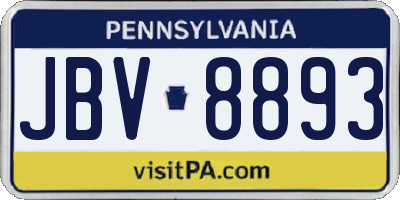 PA license plate JBV8893