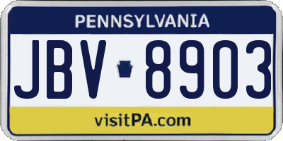 PA license plate JBV8903
