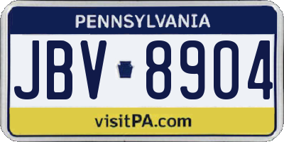 PA license plate JBV8904