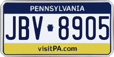 PA license plate JBV8905