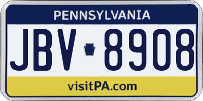 PA license plate JBV8908