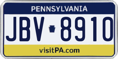 PA license plate JBV8910