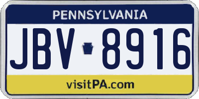 PA license plate JBV8916