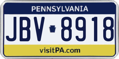 PA license plate JBV8918