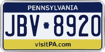 PA license plate JBV8920
