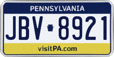 PA license plate JBV8921