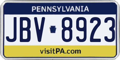 PA license plate JBV8923