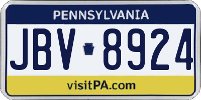 PA license plate JBV8924
