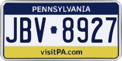 PA license plate JBV8927