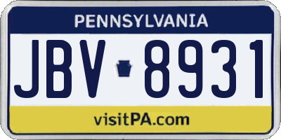 PA license plate JBV8931