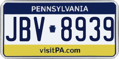 PA license plate JBV8939