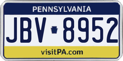 PA license plate JBV8952