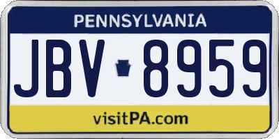 PA license plate JBV8959