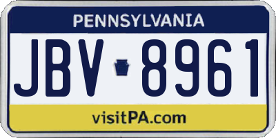 PA license plate JBV8961