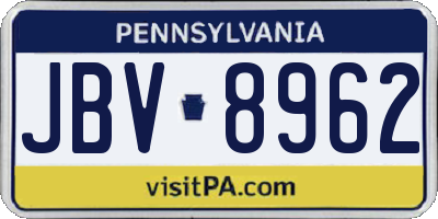 PA license plate JBV8962