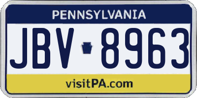 PA license plate JBV8963