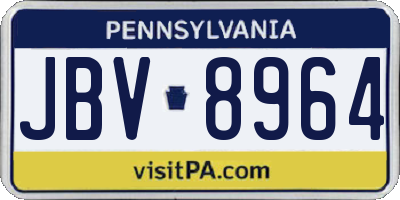 PA license plate JBV8964