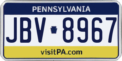 PA license plate JBV8967