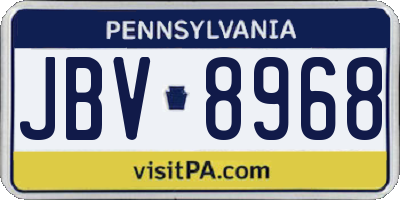 PA license plate JBV8968