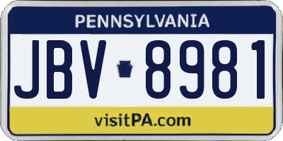 PA license plate JBV8981