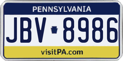 PA license plate JBV8986