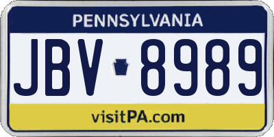 PA license plate JBV8989